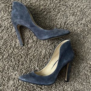 blue velvet heels